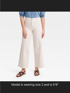 NWOT High-Rise Sailor Wide Leg Ankle Jean | Cream w/ Blue Pinstripes | 28R